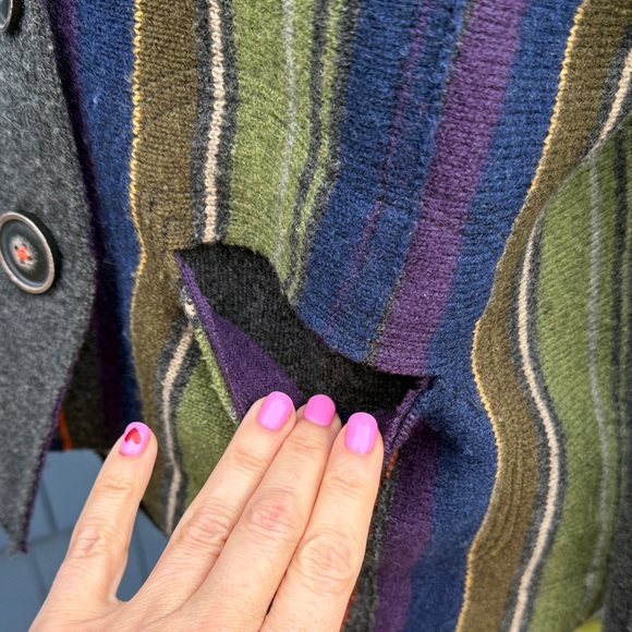 Anthropologie large Stylish Gray and Multicolor Women's cardigan sweater patch - Picture 9 of 13